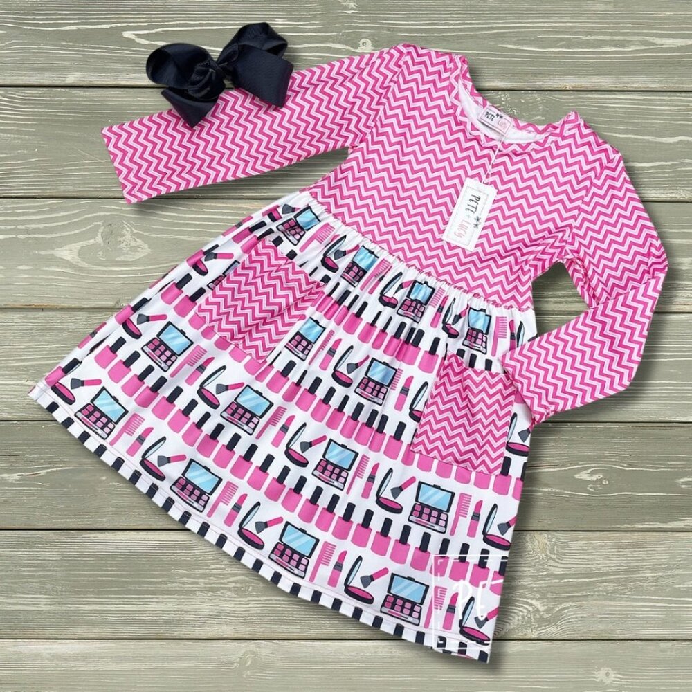 Pete + Lucy Make-Up Madness Long Sleeve Dress